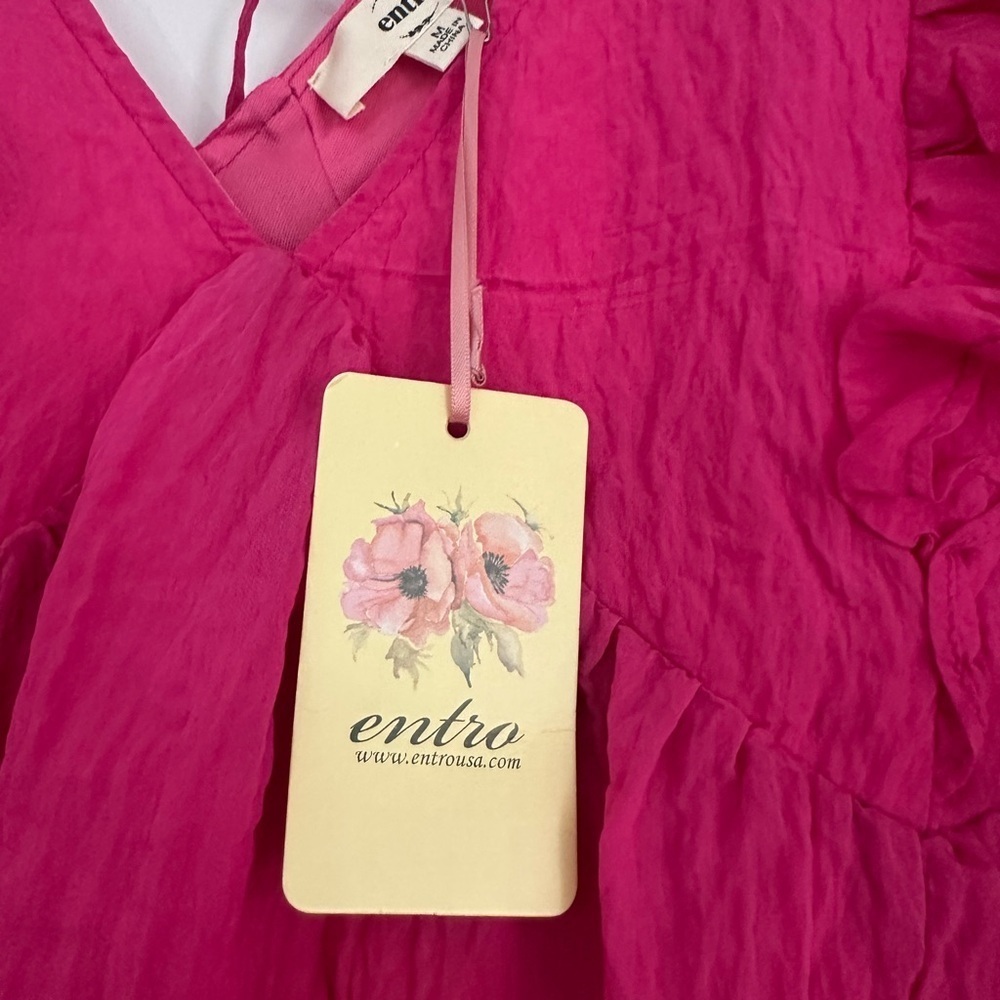 Entro Fuchsia Ruffle Sleeve Blouse - Picture 8 of 8